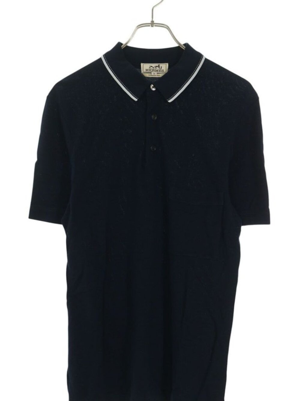 Hermes Saddle Stitch H Logo Embroidery Pocket Short Sleeve Polo Shirt XS